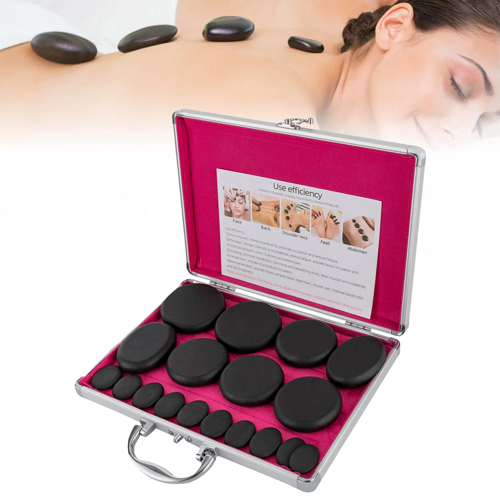 Bymaocar Hot Stones Massage Set With Heater Box 16 Stones