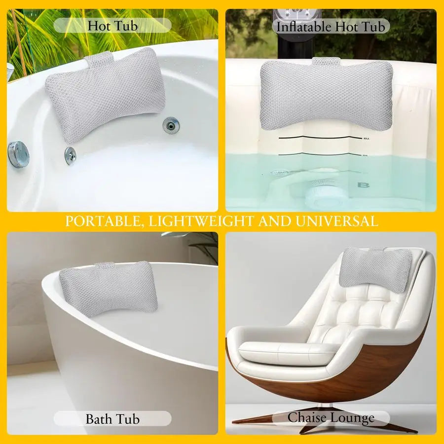 Bath Pillow Two Pack Universal Headrest Spa Pillow For Tub