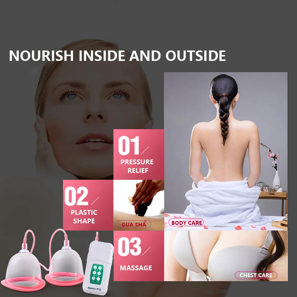 C/D Cup Electric Breast Massager, Vacuum Adsorption Breast Development Massage Machine Physical Breast Enhancement Chest Beauty