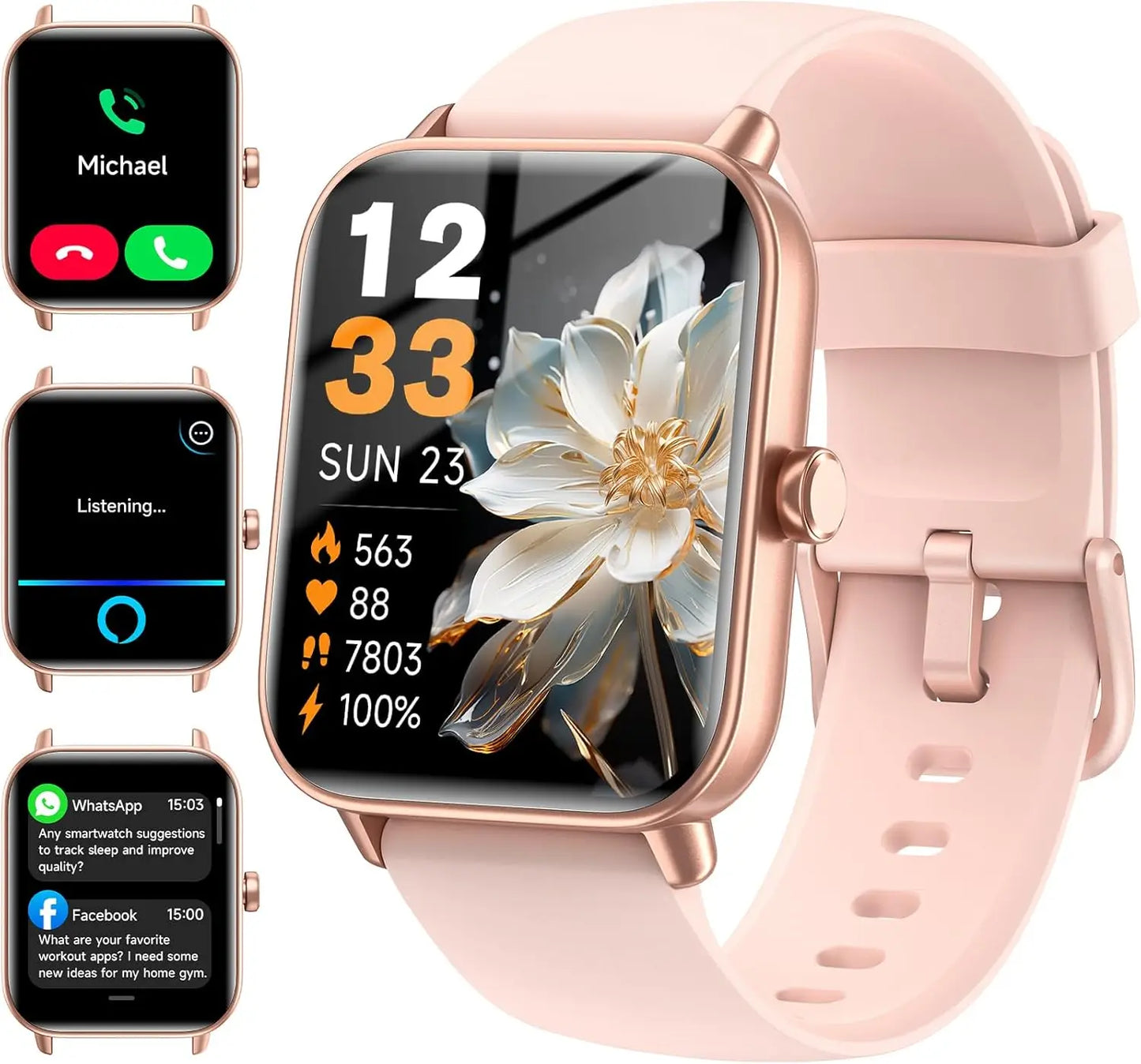 Erilles Smart Watch Android iPhone With Alexa Built-In IP68