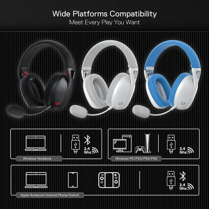 Redragon H848 Wireless Headset Detachable Microphone 7 1 Surround Sound