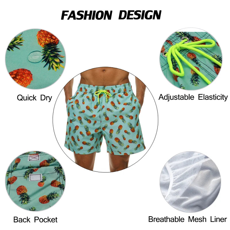 Quick Dry Summer Mens Swimwear Beach Board Shorts For Men