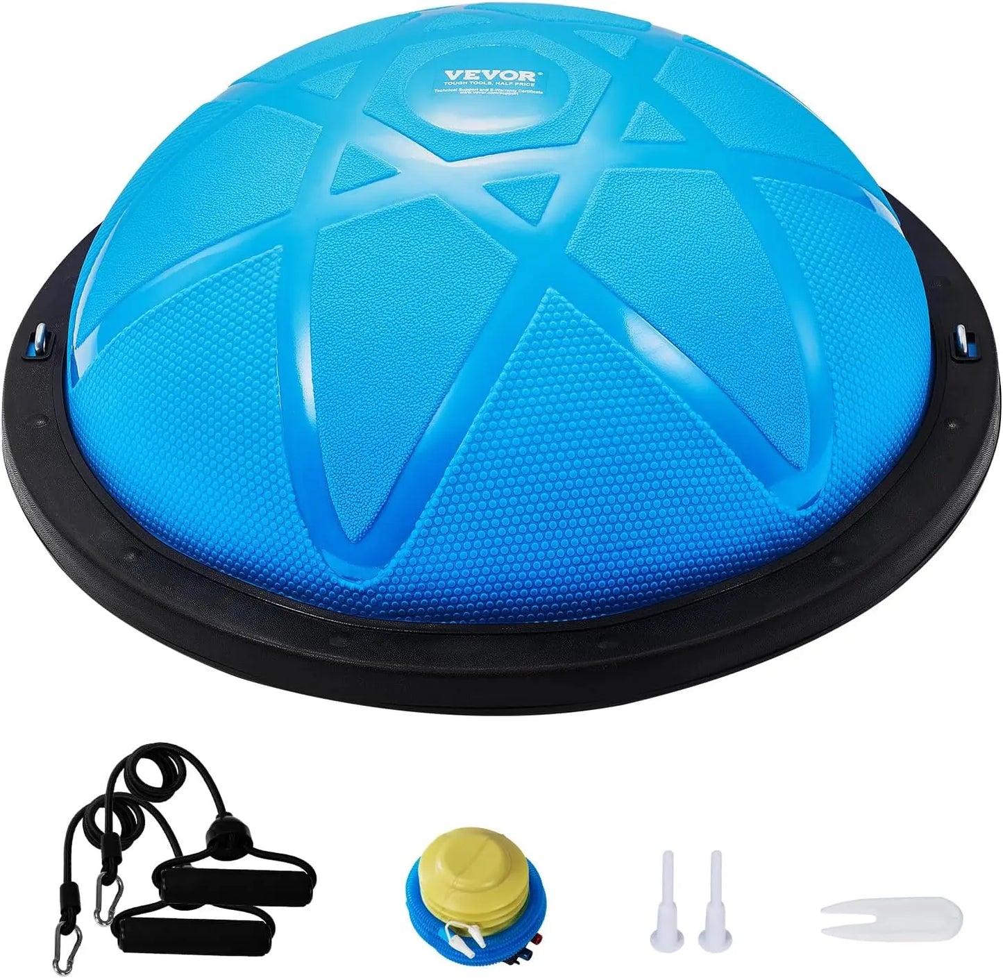 Half Exercise Ball With Resistance Bands Stability Trainer Home Gym