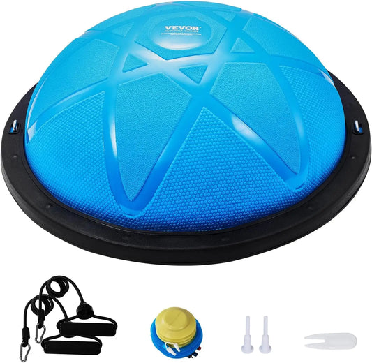 Half Exercise Ball With Resistance Bands Stability Trainer Home Gym