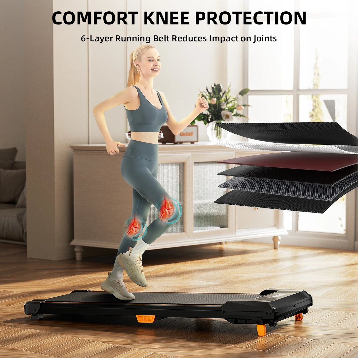 Under Desk Treadmill With Incline Adjustable Operation 330lb Capacity SlimlinePro