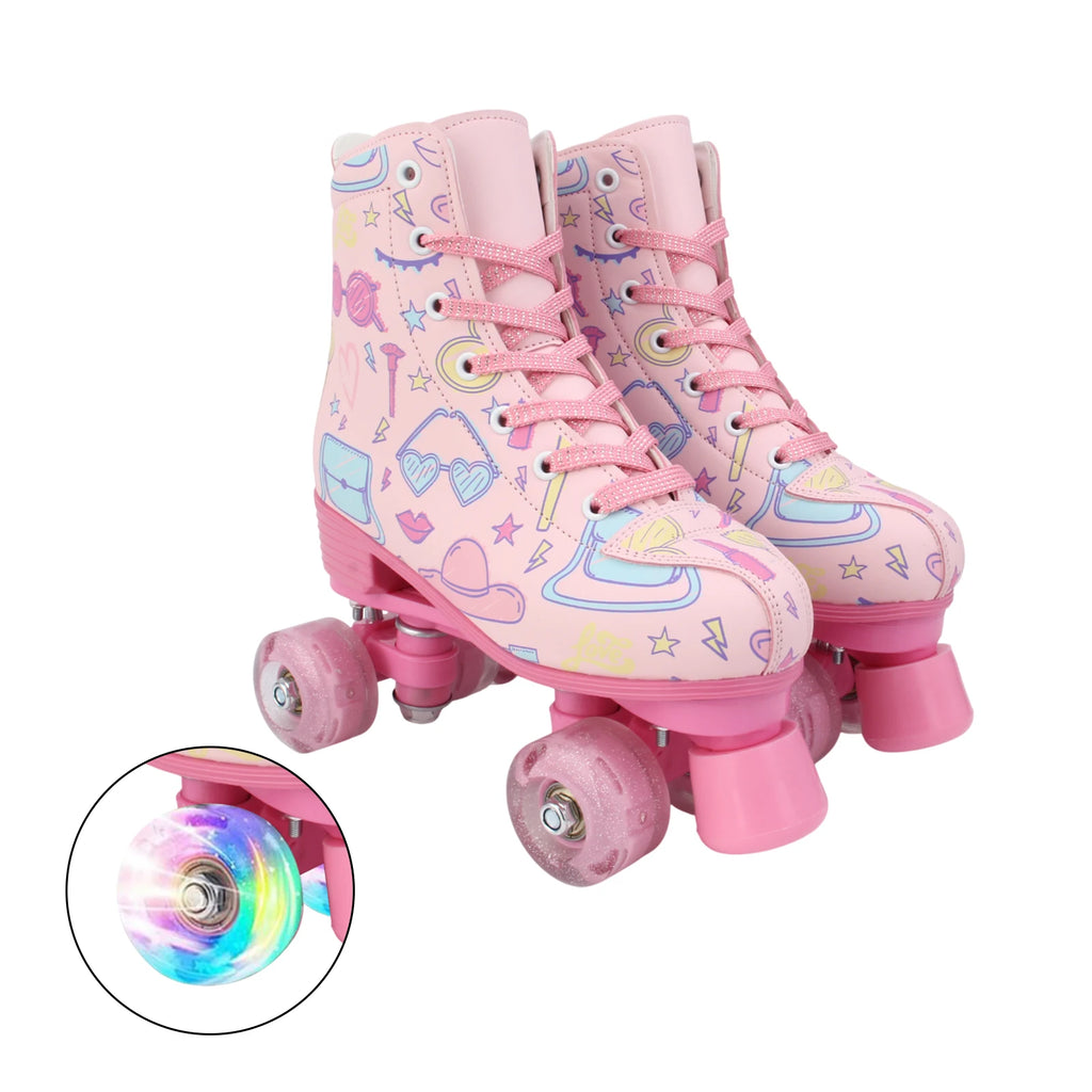 YYW Double Row Quad Wheel Roller Skates For Women Flashing
