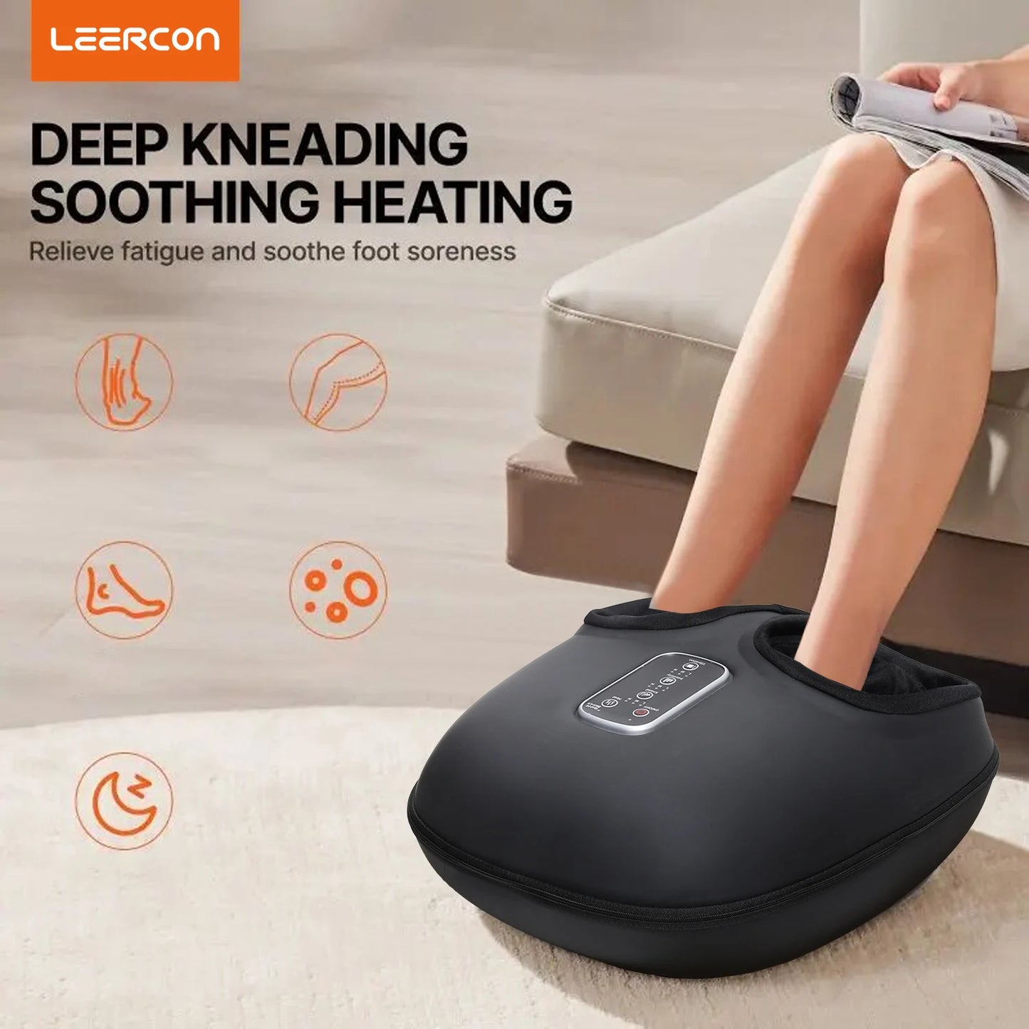 Leercon Automatic Foot Massage Machine with Fully Wrapped Rollers Sole Kneading Airbag Pressing Relaxation Foot Massager，Best Gift for Women Mental