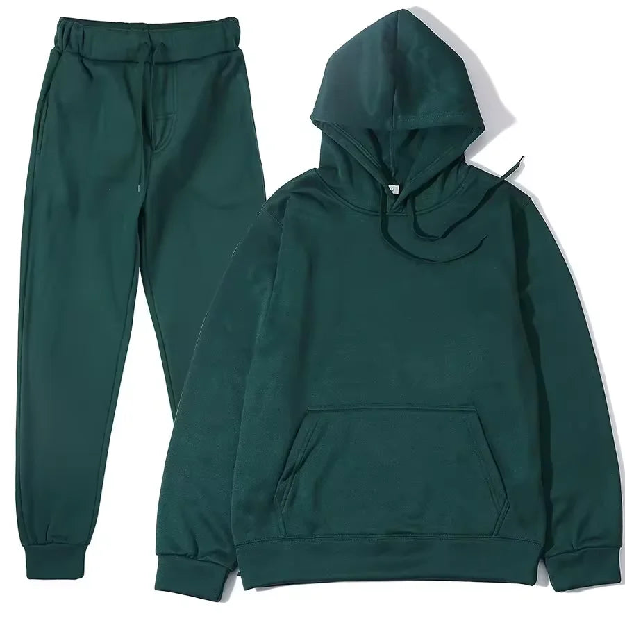 Winter Tracksuit Women Two Piece Set Hoodie Sweatpants