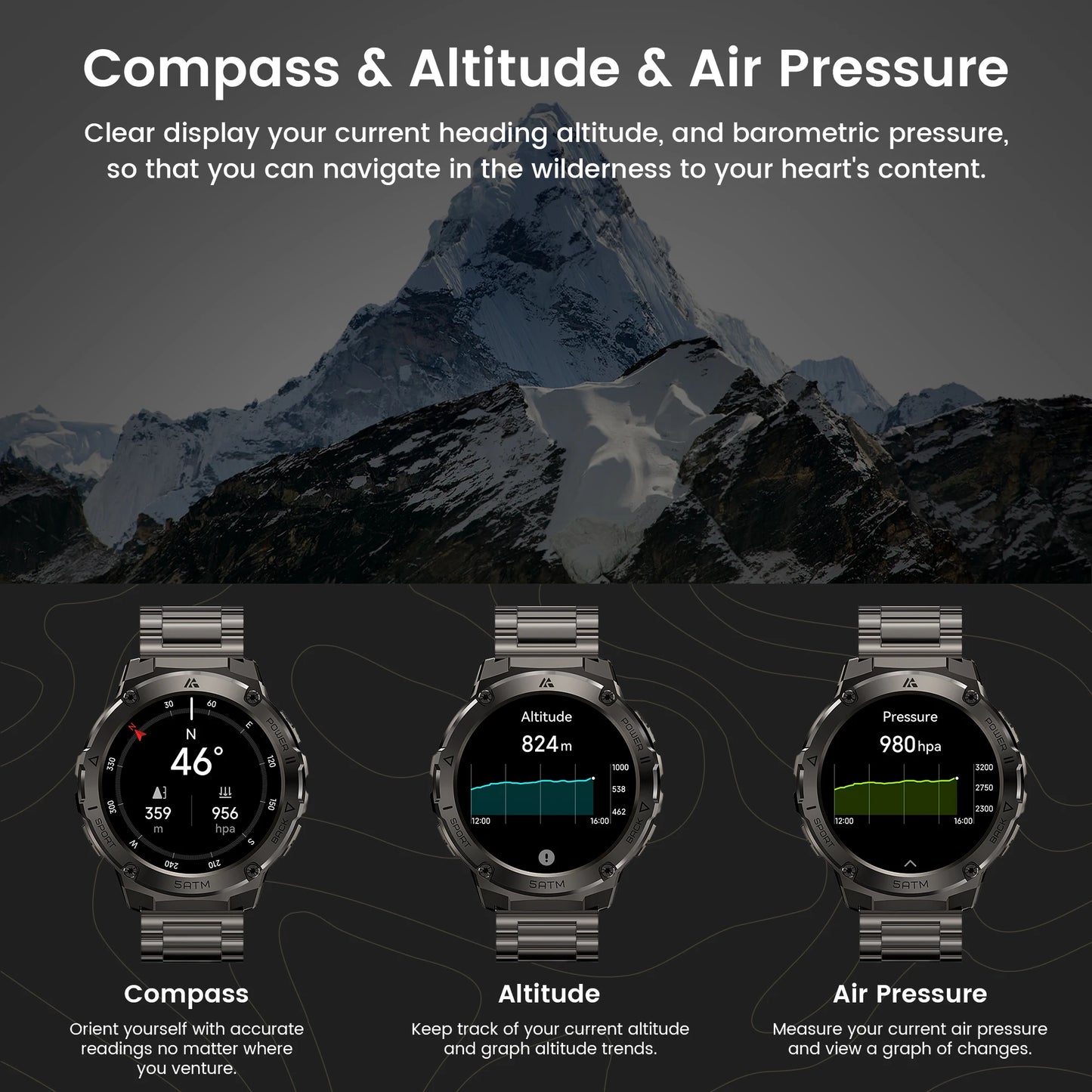 HIDAMEL T3E GPS Smartwatch DesignedFor Men With Altimeter AMOLEDDisplayTech Waterproofing