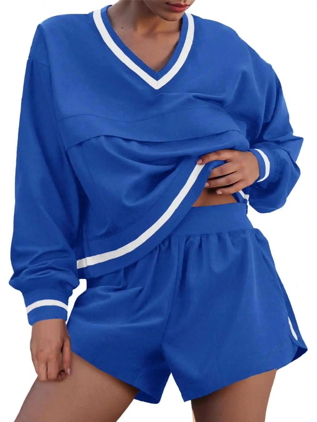 Fisoew Womens 2 Piece Tracksuit Set High Waist Shorts