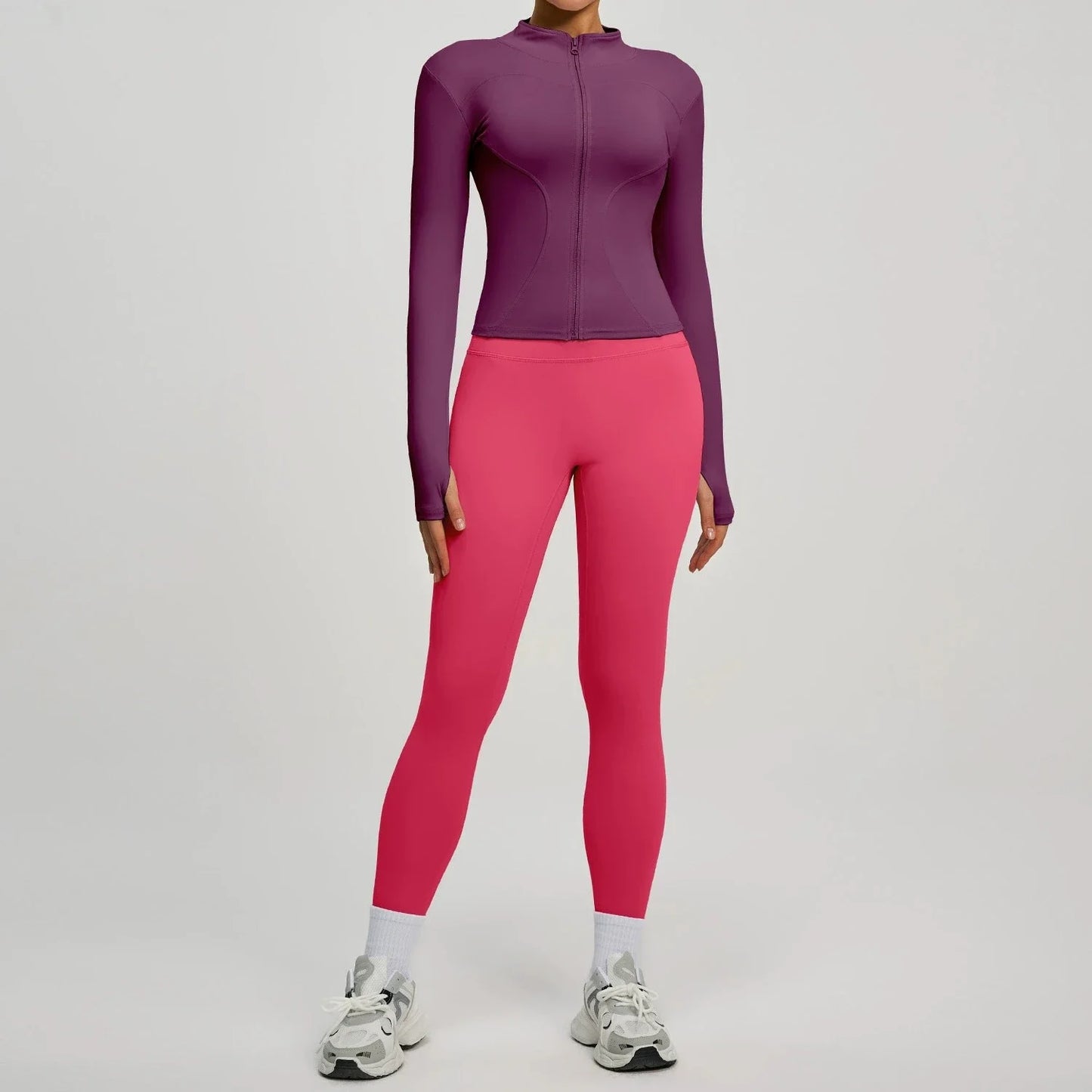 Women's Long Sleeve Yoga Jacket Set With Leggings Workout