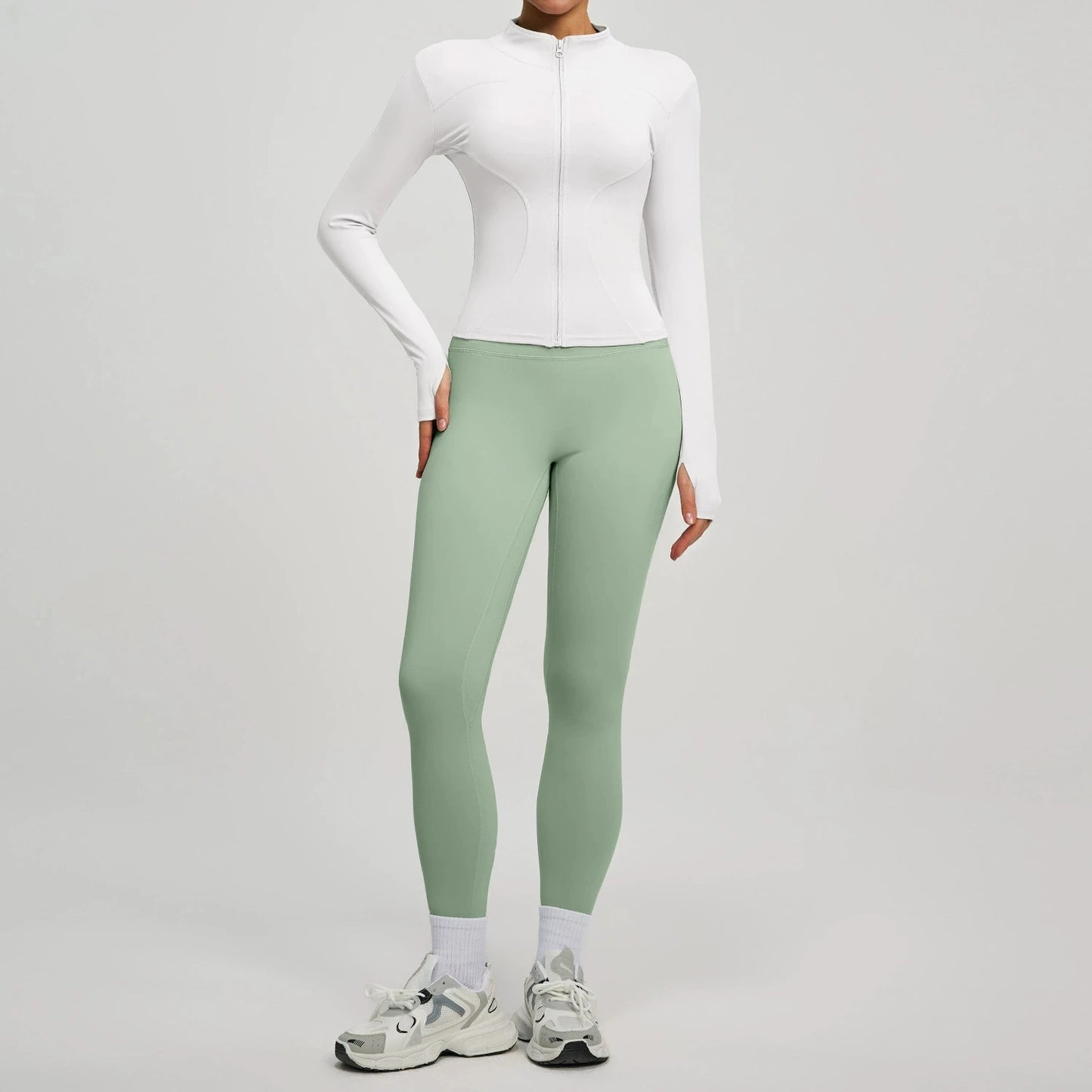 Women's Long Sleeve Yoga Jacket Set With Leggings Workout