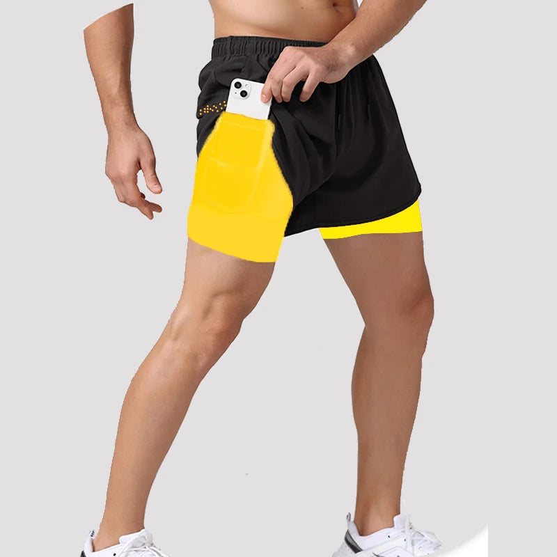 Men Running Shorts 2 In 1 Quick Dry Gym Training Shorts For Jogging