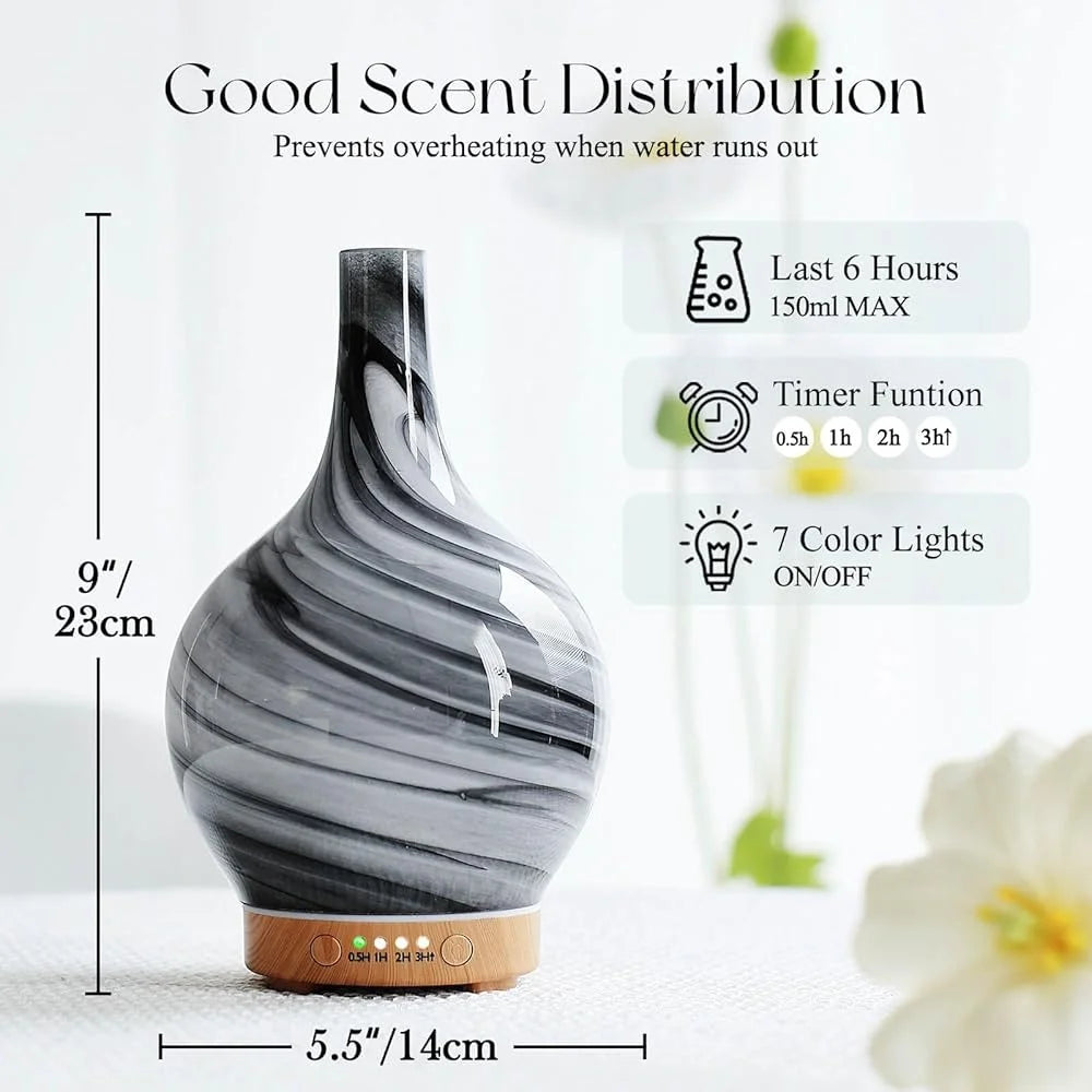 Glass Handmade Aroma Diffuser Ultrasonic Humidifier Mood Light For Aromatherapy