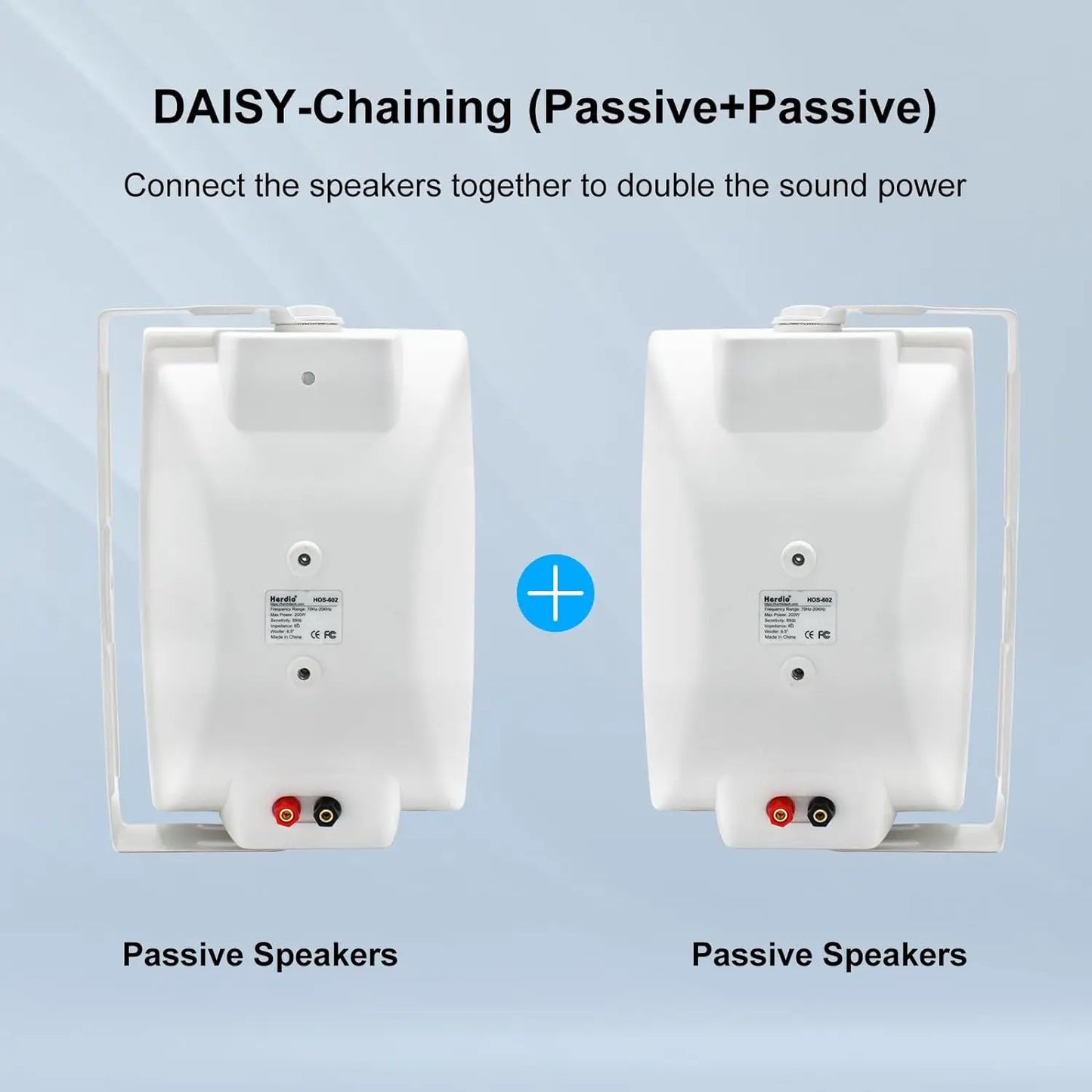 Herdio 400W Outdoor 2 Way Passive Speakers Waterproof Wall Mounted