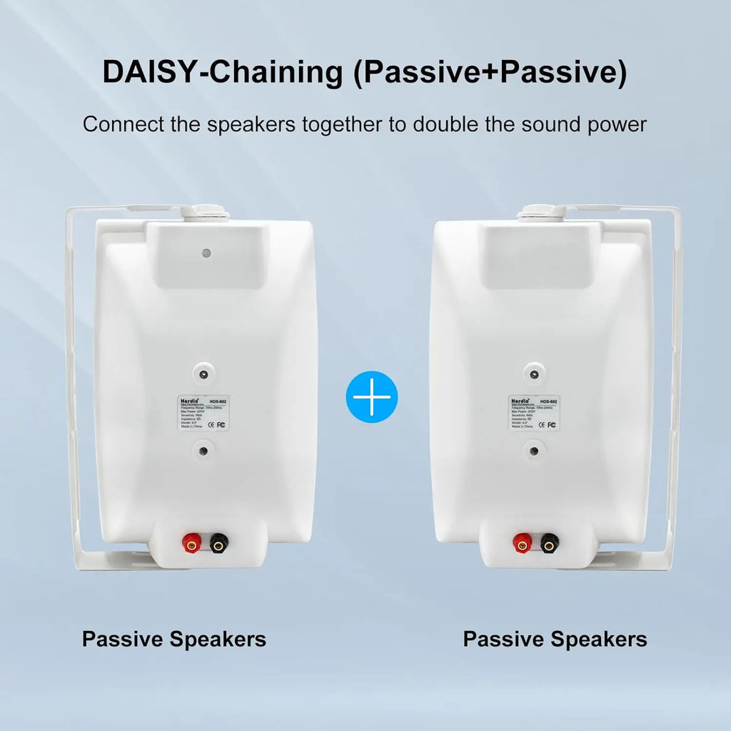 Herdio 400W Passive Outdoor Speakers 2-Way Wall Mounted Waterproof