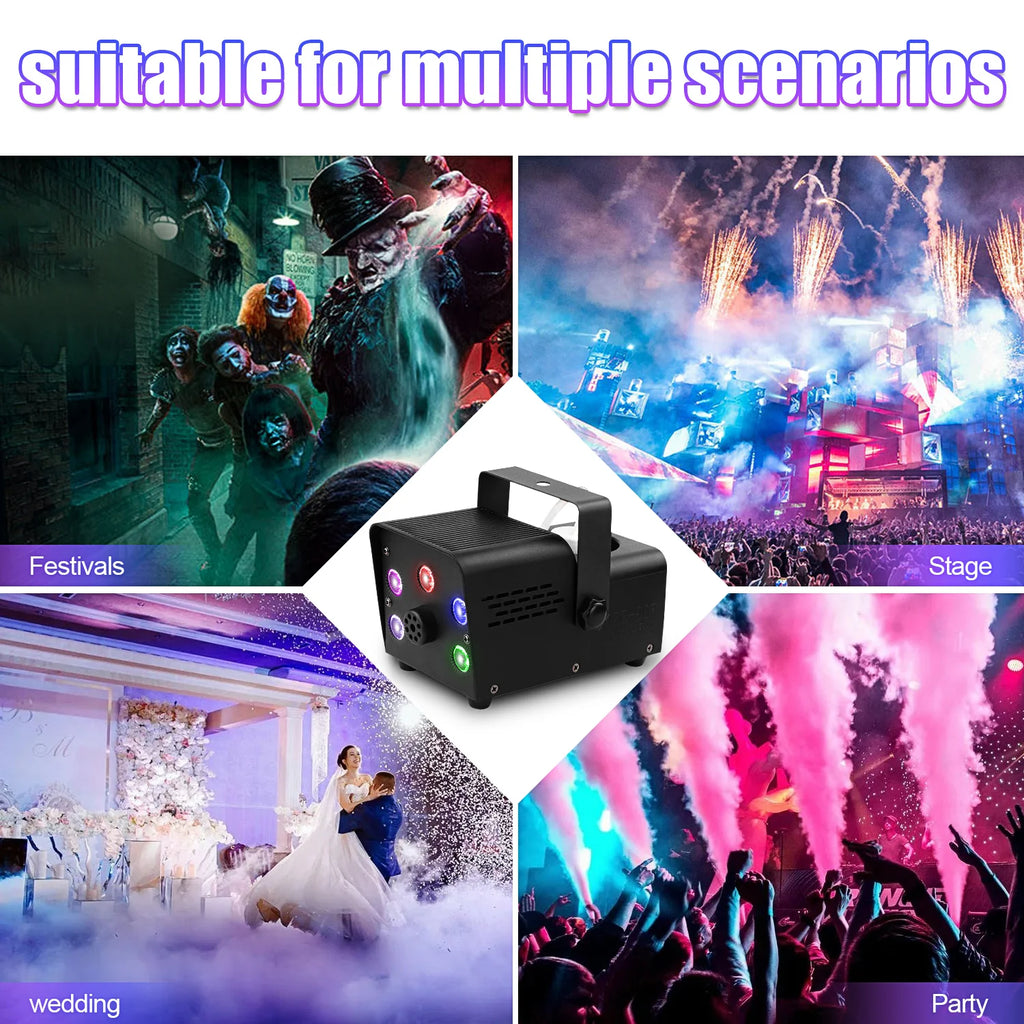 U'King 500W Fog Machine With RGB LEDs And Wireless Remote