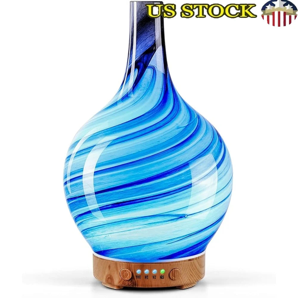 Glass Handmade Aroma Diffuser Ultrasonic Humidifier Mood Light For Aromatherapy