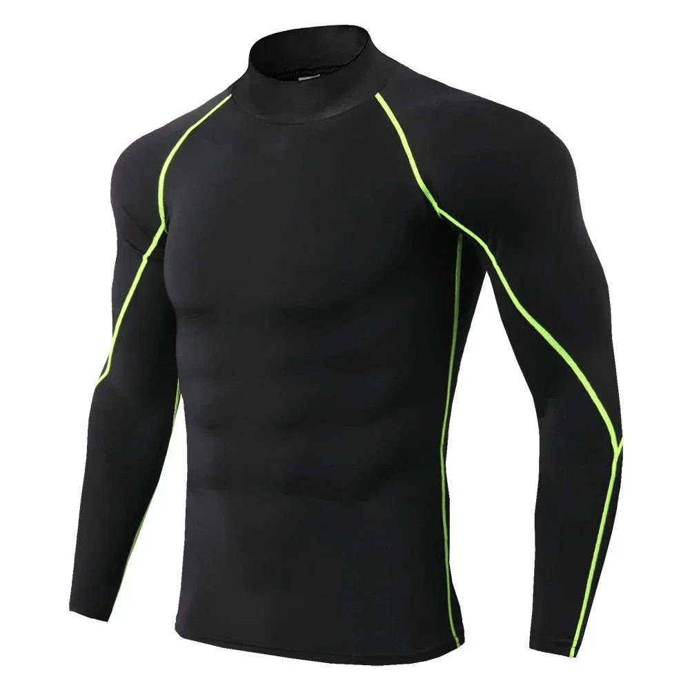 Men Quick Dry Sport T Shirt Long Sleeve Compression Rashguard Gym