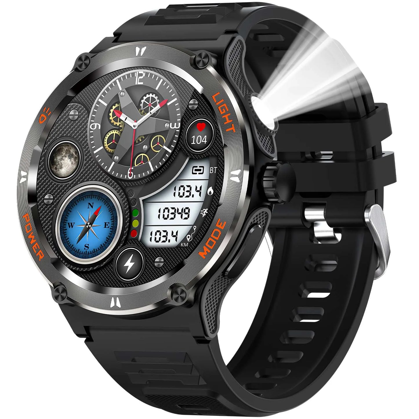 LaNikar Smart Watch KT76 3ATM Waterproof Compass Heart Rate Bluetooth