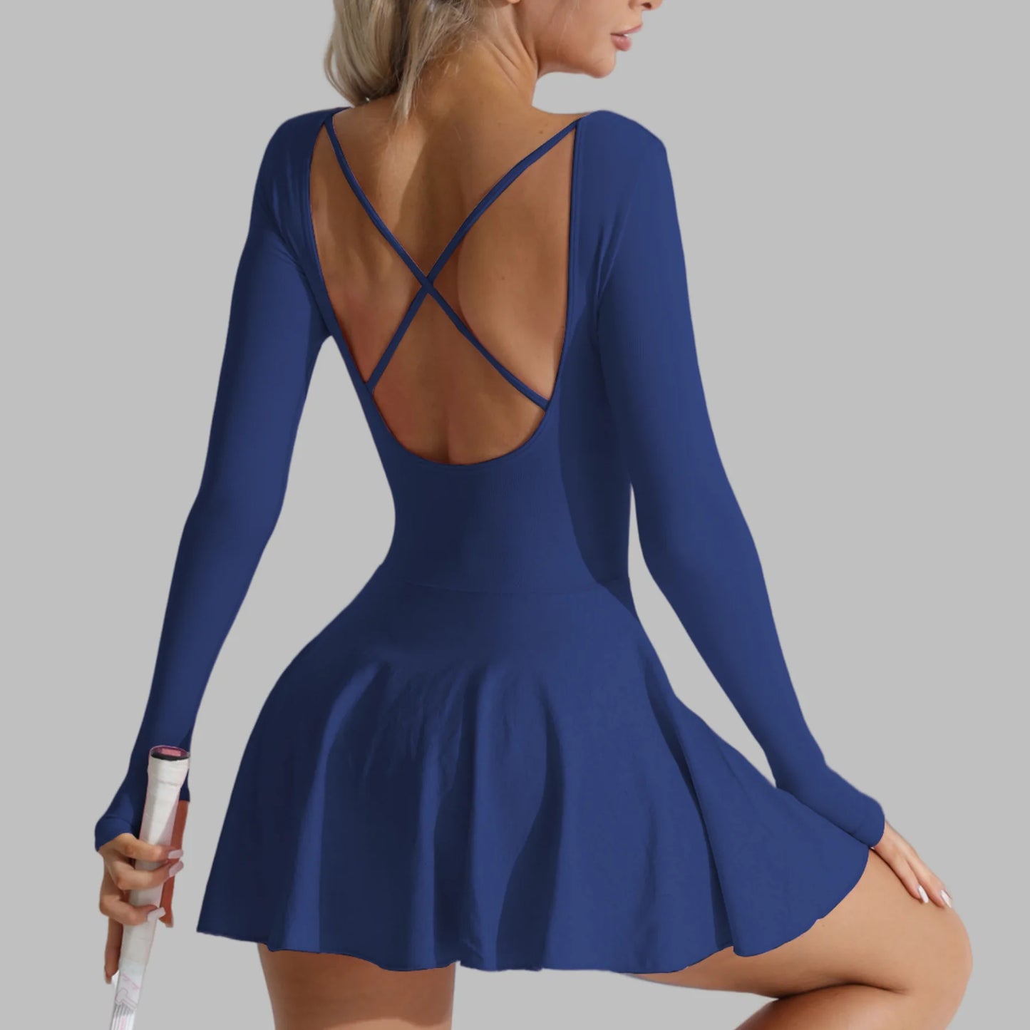 Sexy Backless Golf Tennis Dress Anti Exposure One Piece Skirt For Running Yoga