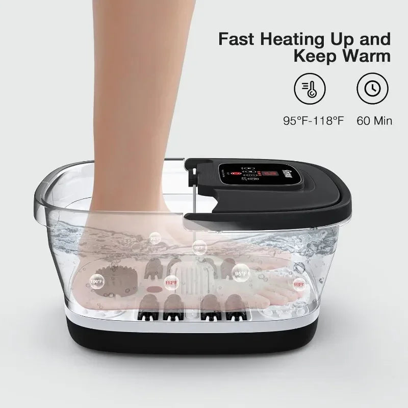 Collapsible Foot Spa With Heat and 8 Shiatsu Massage Rollers