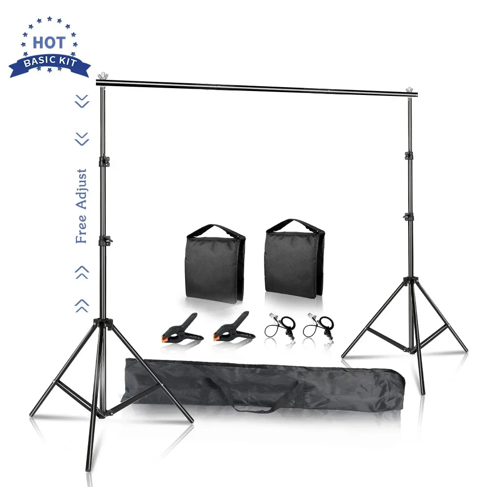 2.6x3M/8.5x10ft Photo Video Studio Backdrop Background Stand, Adjustable Telescopic Background Support System with Carry Bag