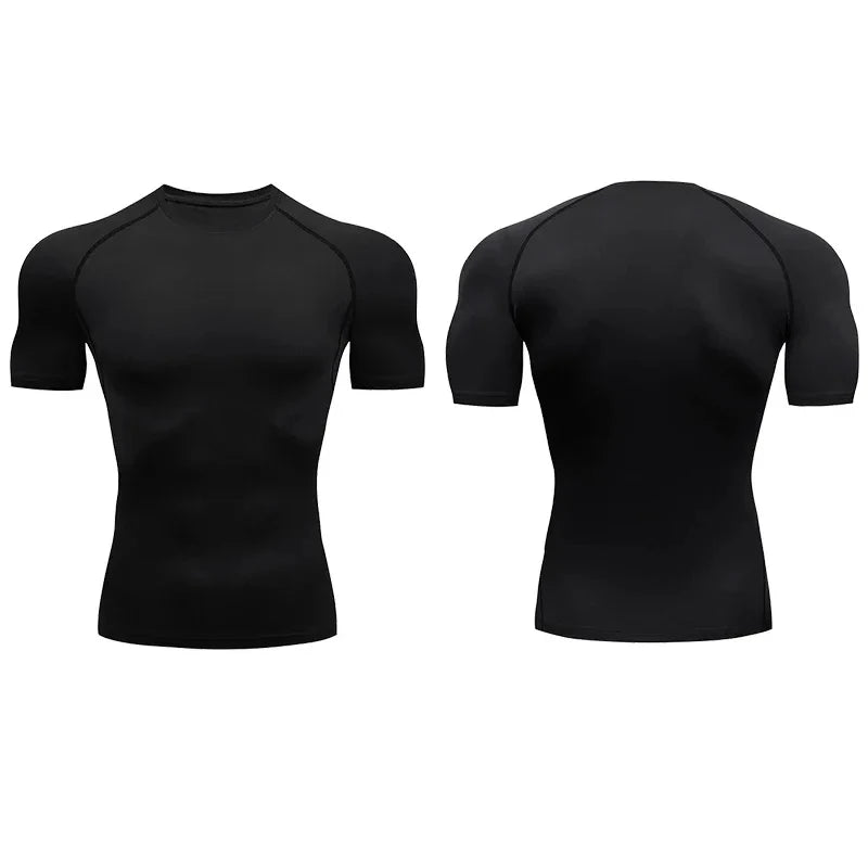 2026 Compression T Shirt Men Summer Sportswear Running T-shirt Elastic Quick Dry Sport Tops Tee Athletic Gym Workout Shirts Men