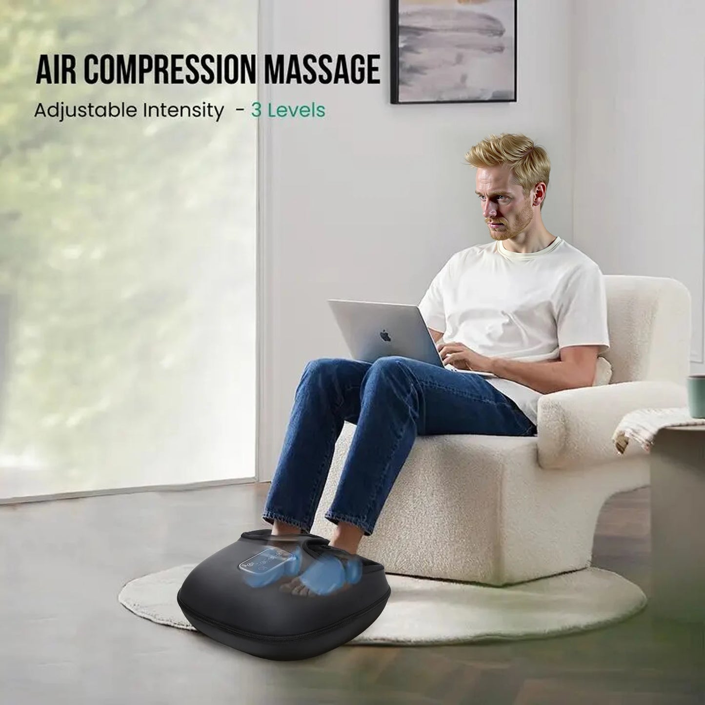 Leercon Automatic Foot Massage Machine with Fully Wrapped Rollers Sole Kneading Airbag Pressing Relaxation Foot Massager，Best Gift for Women Mental