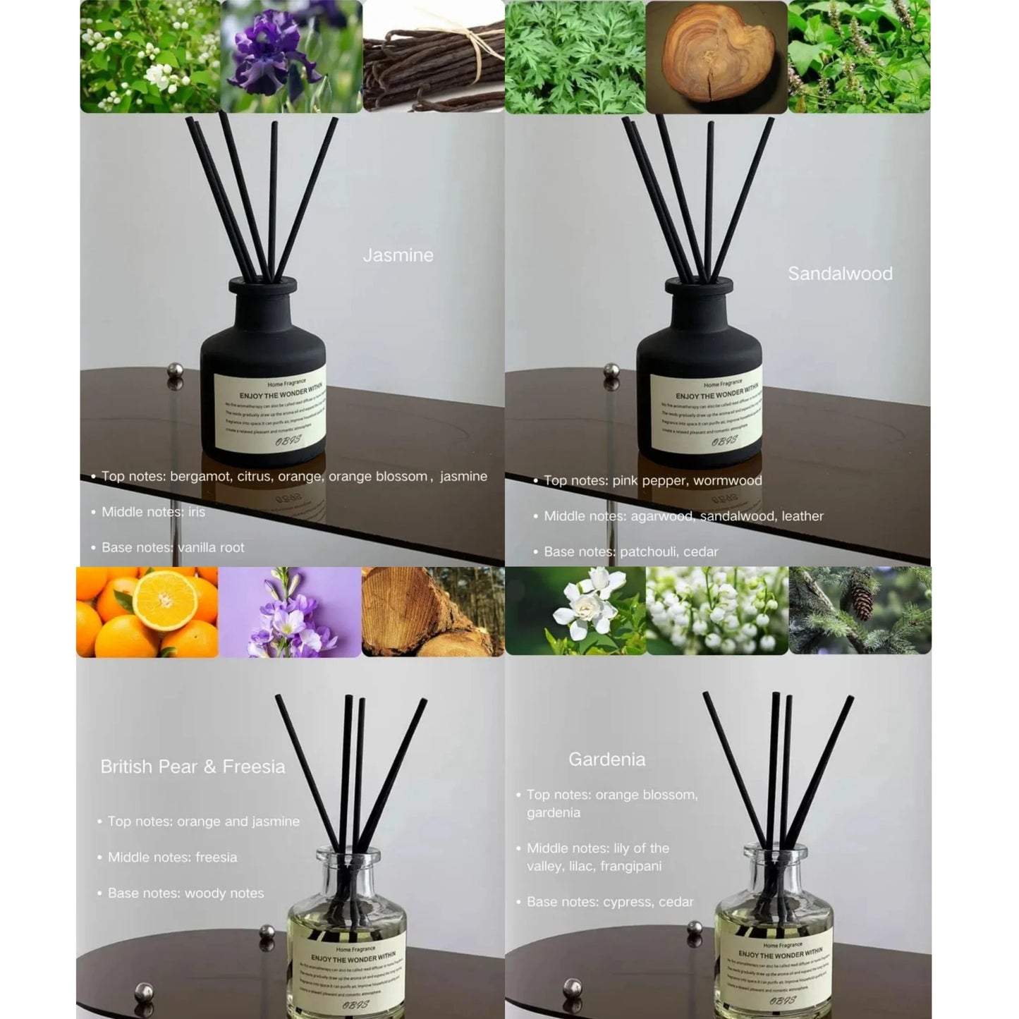 Zen Active Living Freesia Reed Diffuser And Jasmine Fragrance Oil For Home