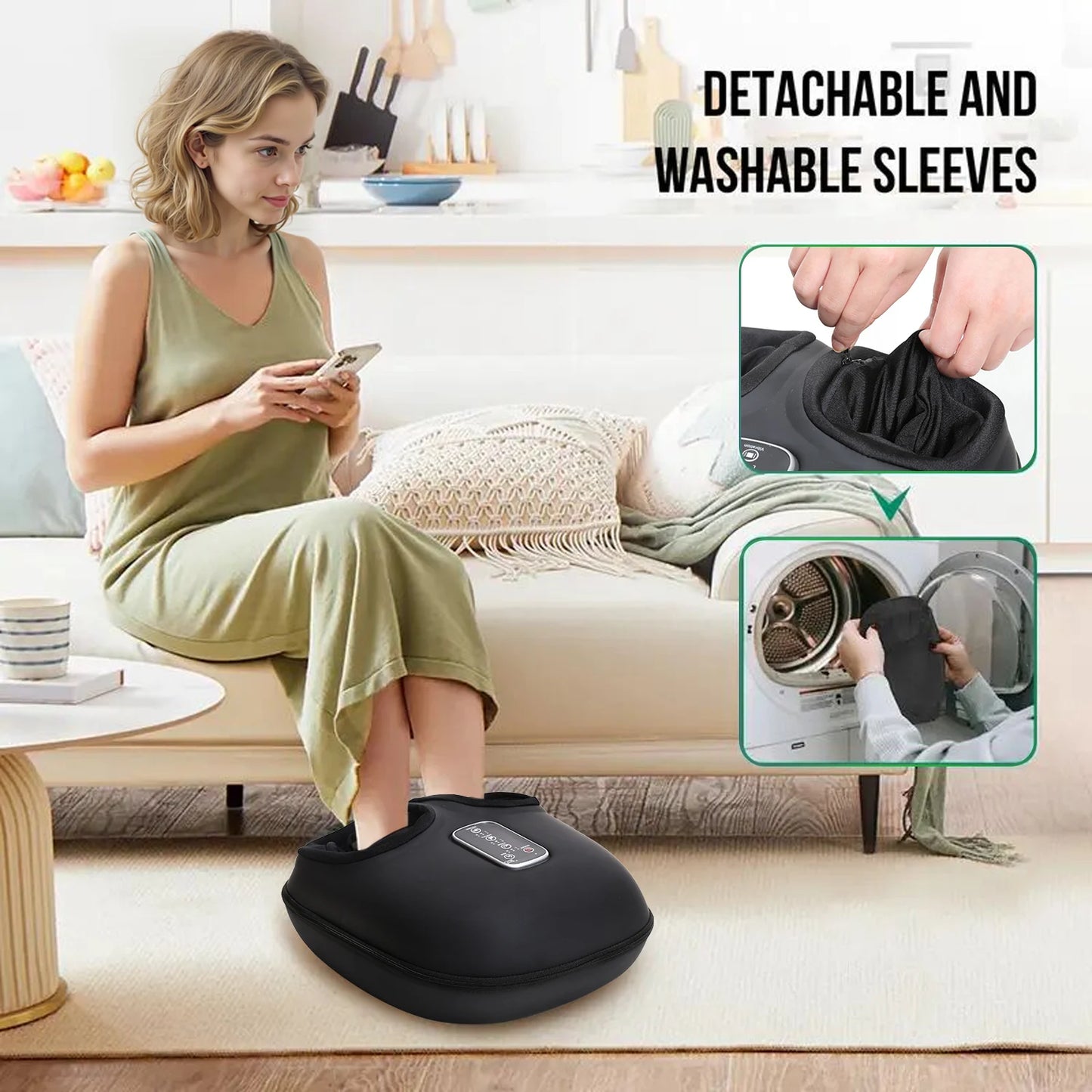 Leercon Automatic Foot Massage Machine with Fully Wrapped Rollers Sole Kneading Airbag Pressing Relaxation Foot Massager，Best Gift for Women Mental