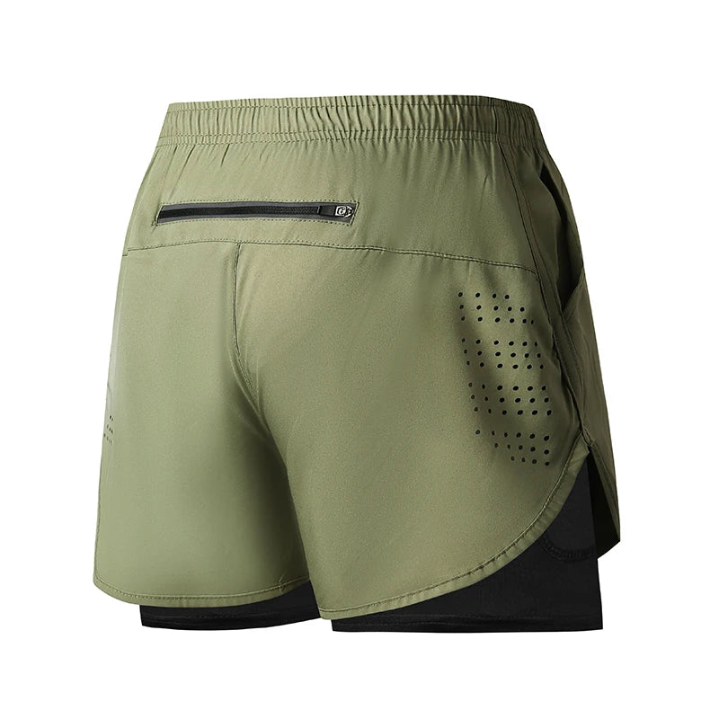 Men's Running Shorts Quick-drying Fitness Black Double Layer Shorts Men New Sport Workout Training Bodybuilding Short Pants