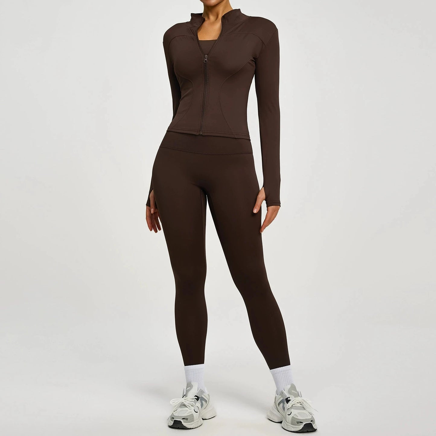 Women's Long Sleeve Yoga Jacket Set With Leggings Workout