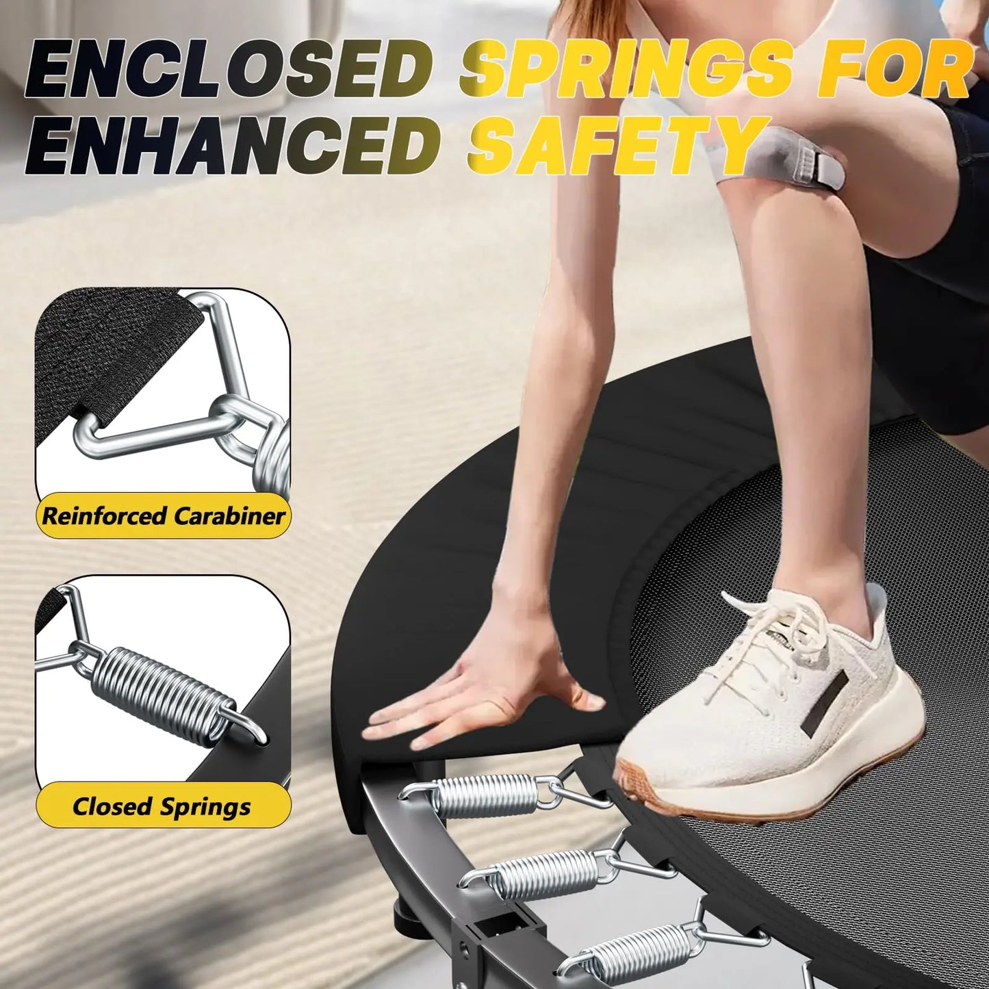 Rebounder Trampoline For Adults With Adjustable U Bar Handle 350lbs