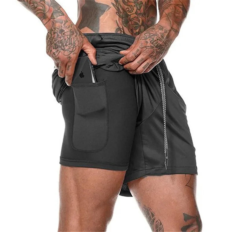 Camouflage Running Shorts For Men 2-In-1 Quick Dry Gym Training