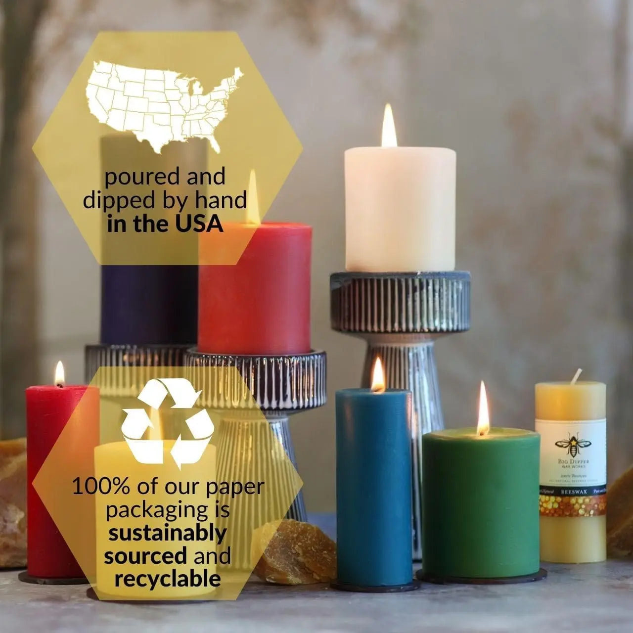 Zen Active Living 100 Percent Beeswax Pillar Candles Honey Scent