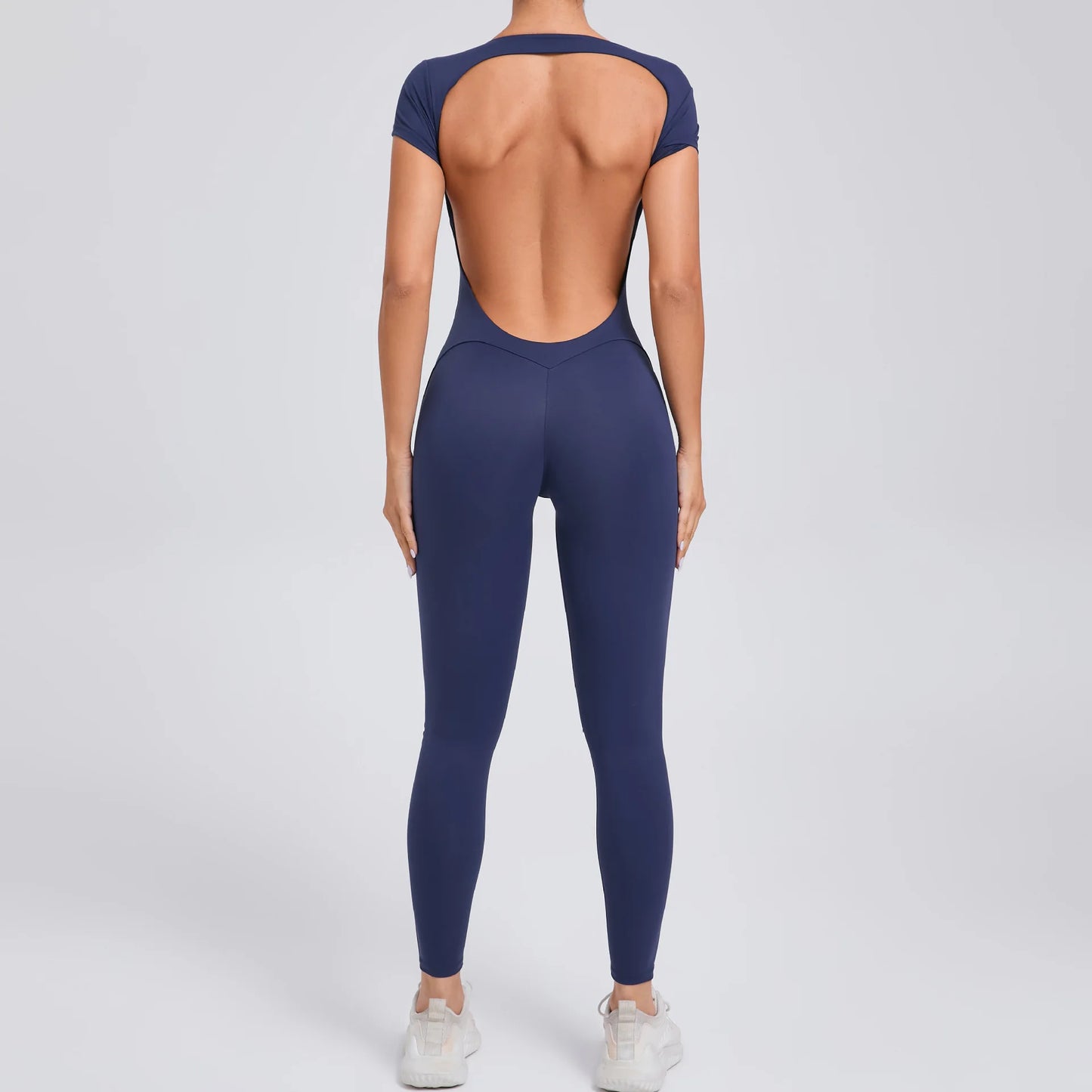 Womens One Piece Yoga Jumpsuit Open Back Slim Fit Quick Dry Gym Outfit