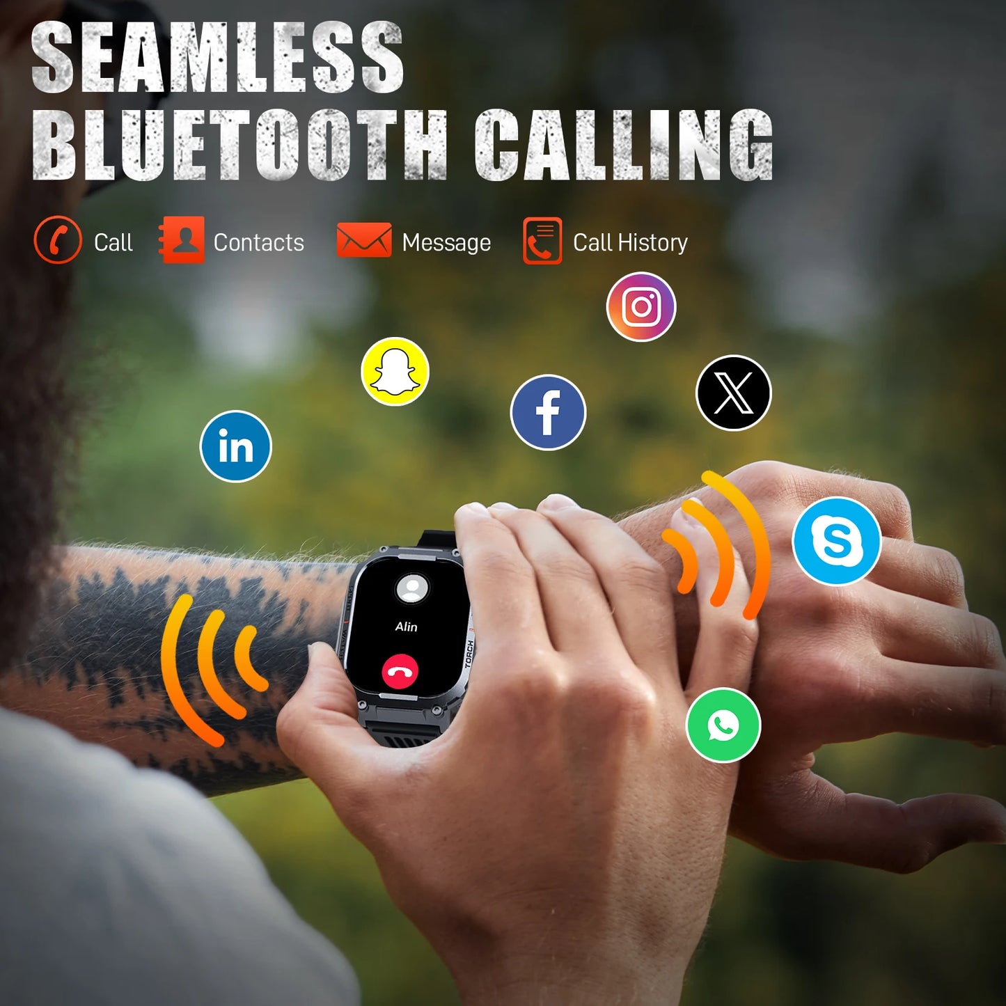 LaNikar Smart Watch Men 3ATM Waterproof S320B With Compass And LED Flashlight