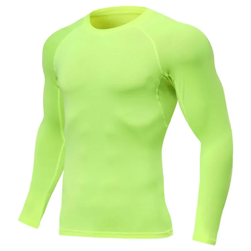 Unisex Fitness Compression Long Sleeve Shirt Polyester Spandex Gym