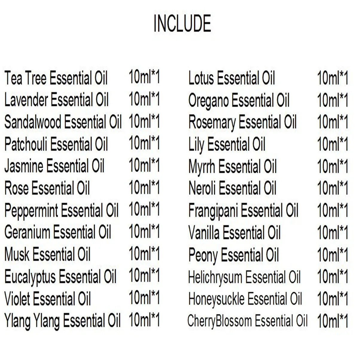 Akarz 24 Essential Oil Set Tea Tree Lavender Rose Patchouli