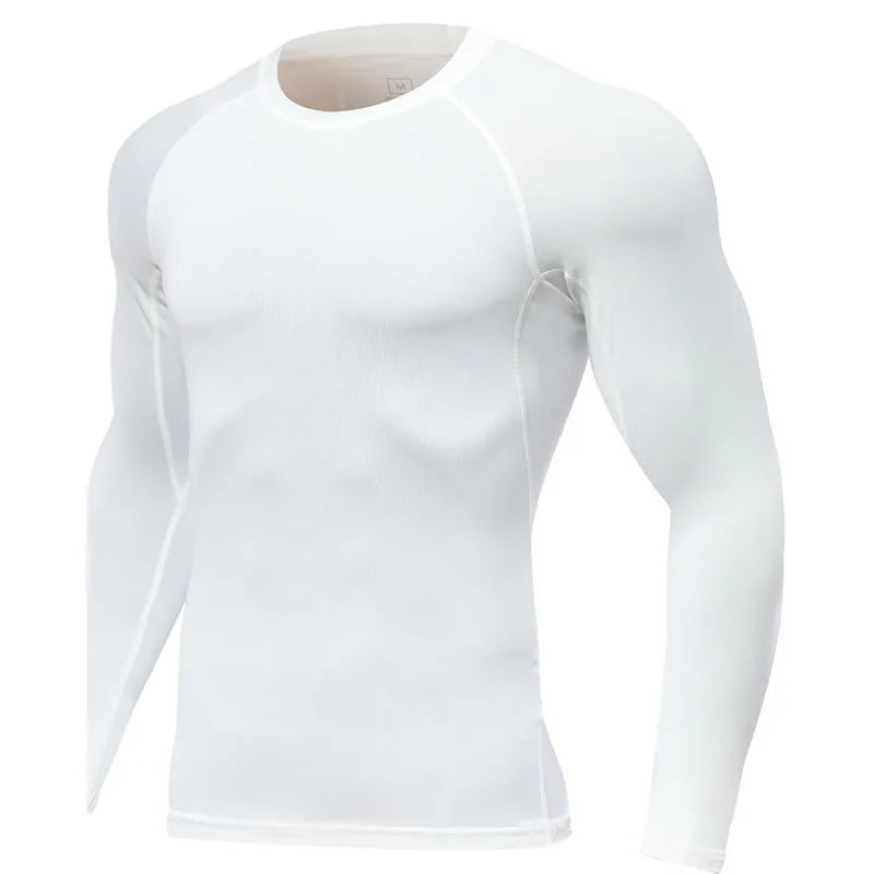 Unisex Fitness Compression Long Sleeve Shirt Polyester Spandex Gym