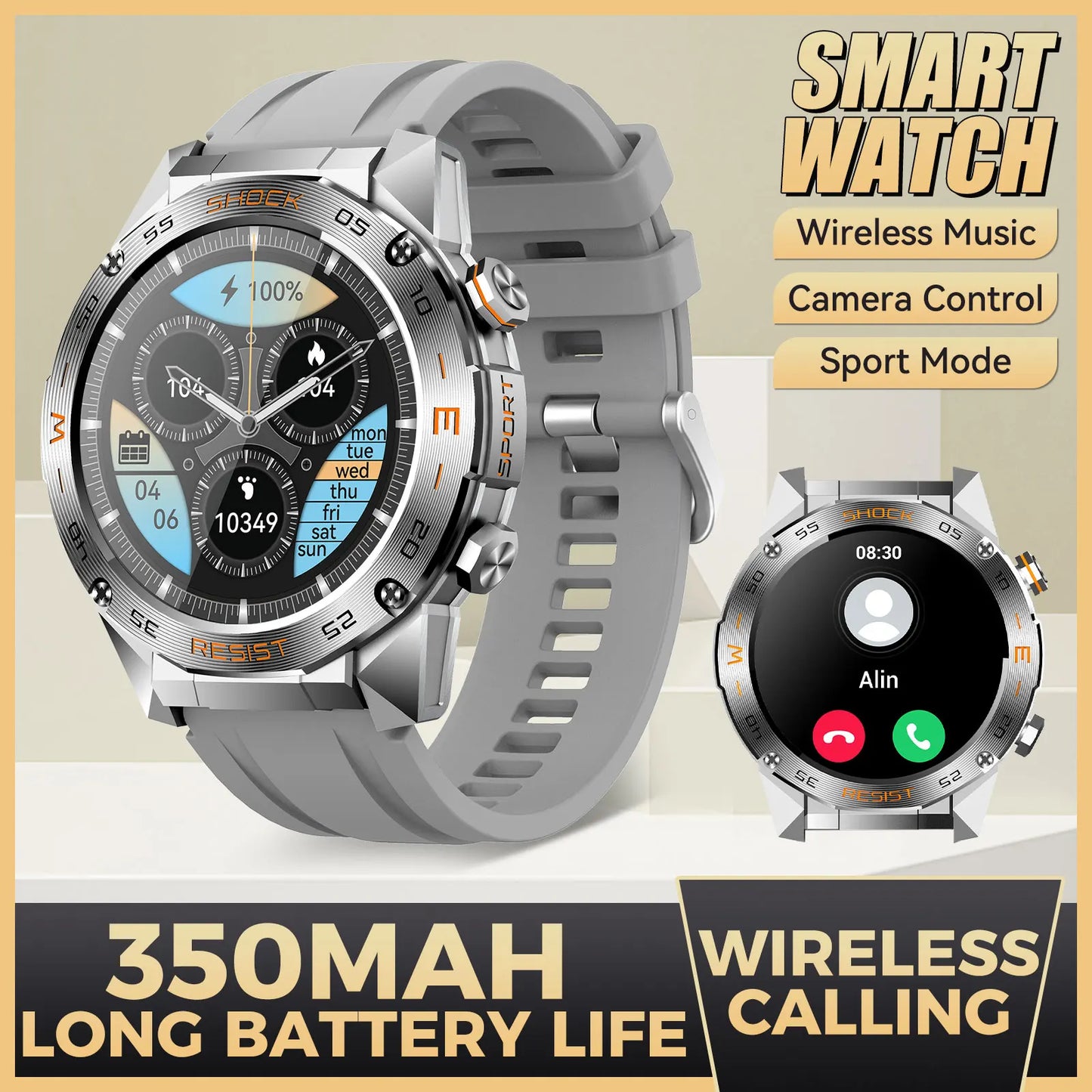 LaNikar MilitaryGrade Multisport Smartwatch For Men With HeartRate SpO2Monitor Tracking