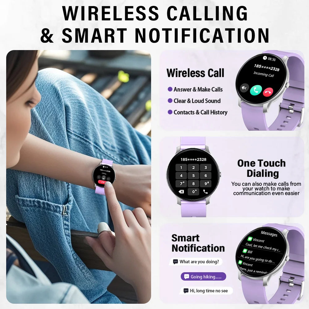 LAXASFIT Womens Smart Watch Bluetooth Talk Touch Screen IP68