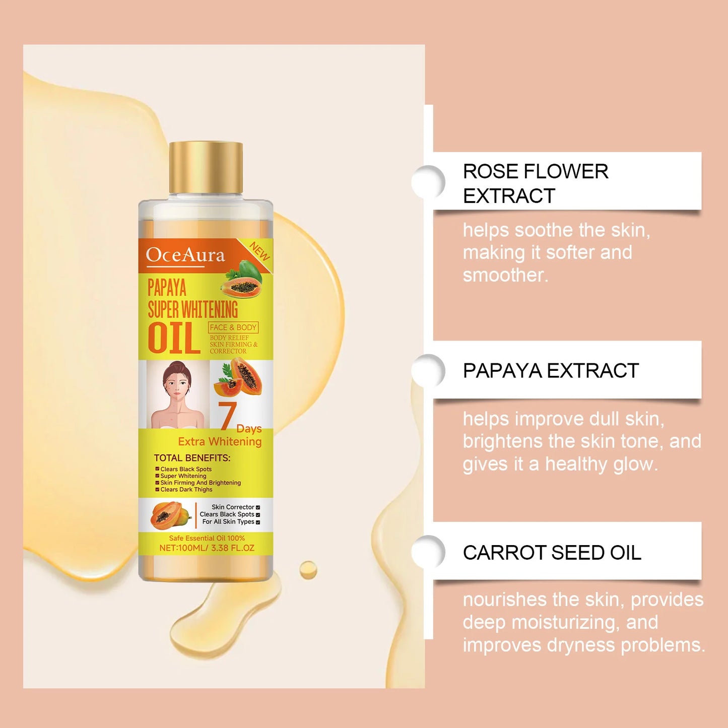 Zen Active Living Papaya Face Body Moisturizer Oil