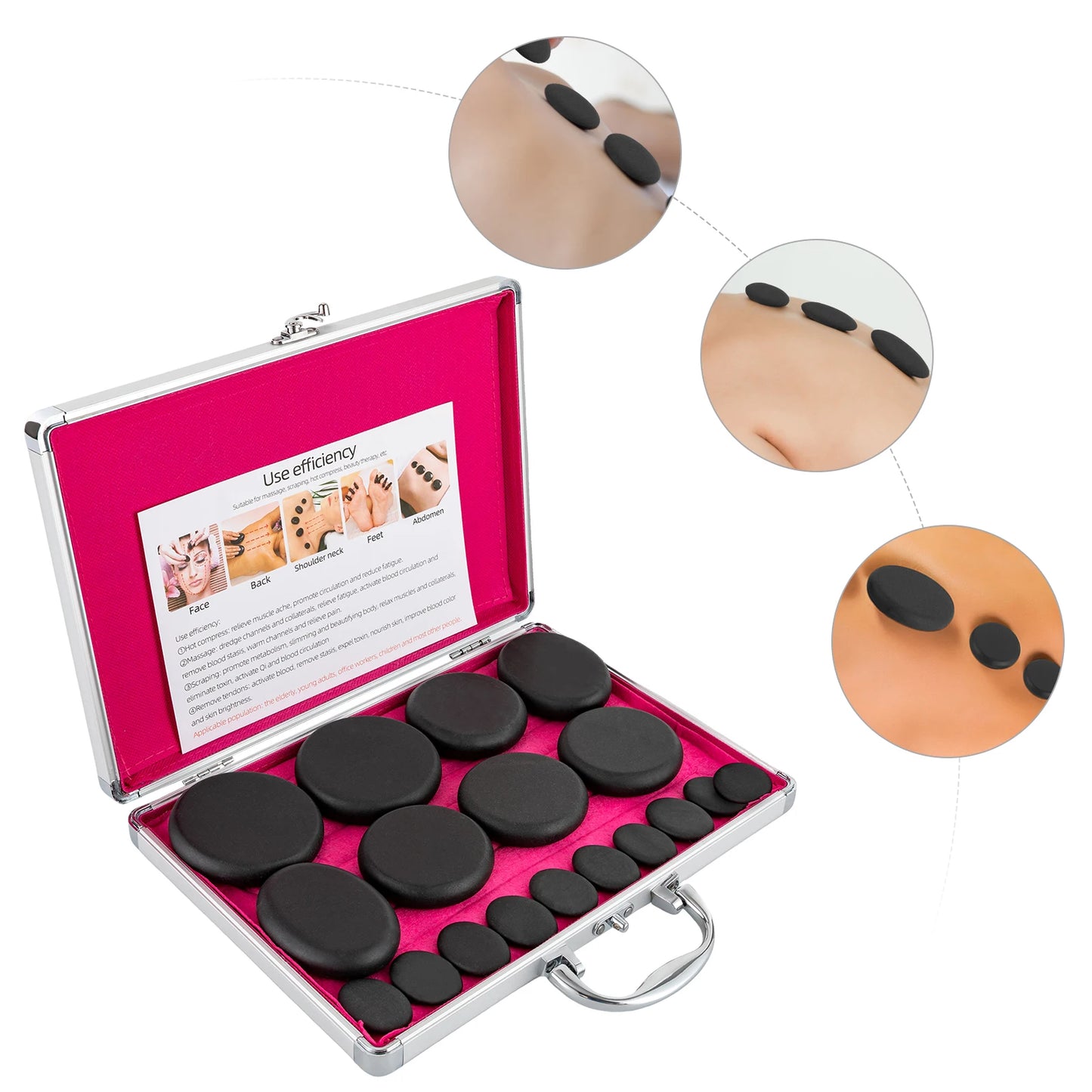 Bymaocar Hot Stones Massage Set With Heater Box 16 Stones