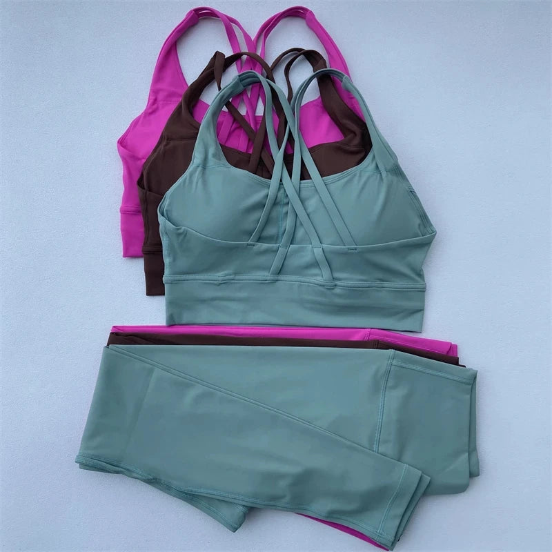 Gym Fitness Set Seamless High Waist Sports Bra Leggings