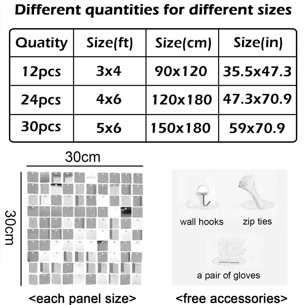 Glitter Wall Backdrop Panels For Party Decor Photo Prop