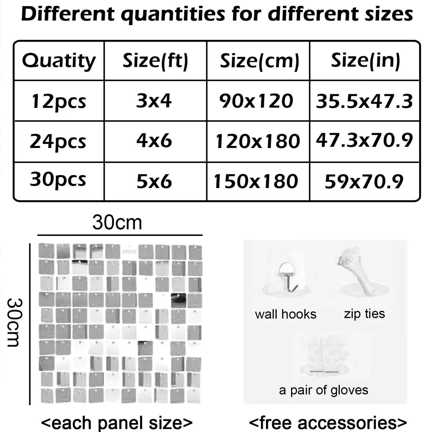 Glitter Wall Backdrop Panels For Party Decor Photo Prop