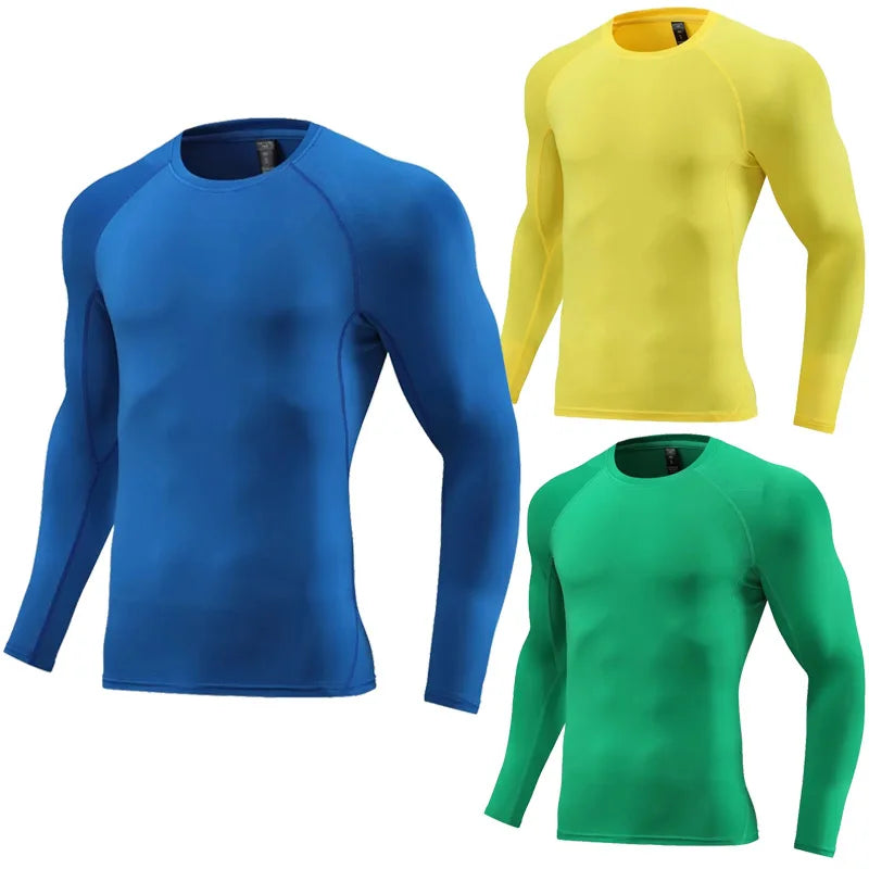 Unisex Fitness Compression Long Sleeve Shirt Polyester Spandex Gym