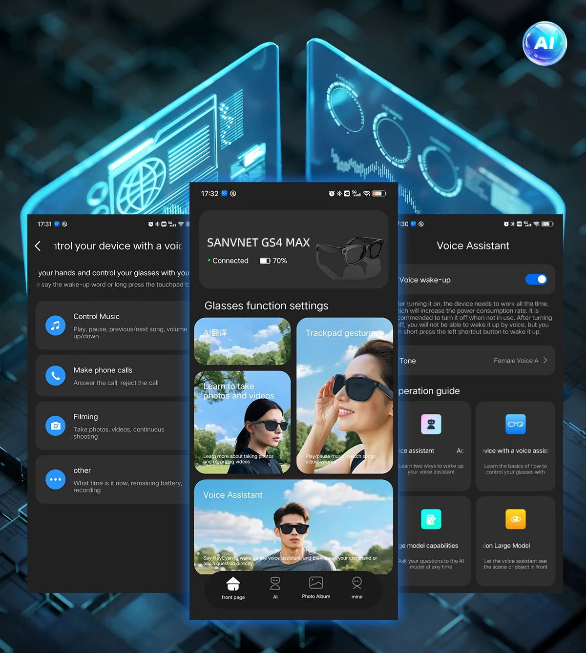 2026 SANVNET GS4 MAX Smart Eyewear 8MP Video Camera Sunglasses Wi-Fi Transfer Audio Record Smart AI Glasses with Dual Lenses